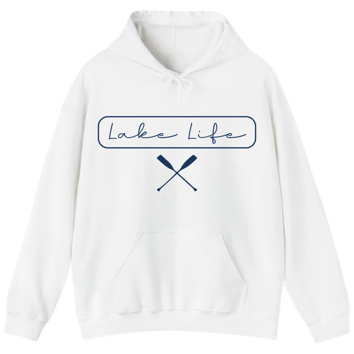 Lake Life Oar Design Hoodie in White