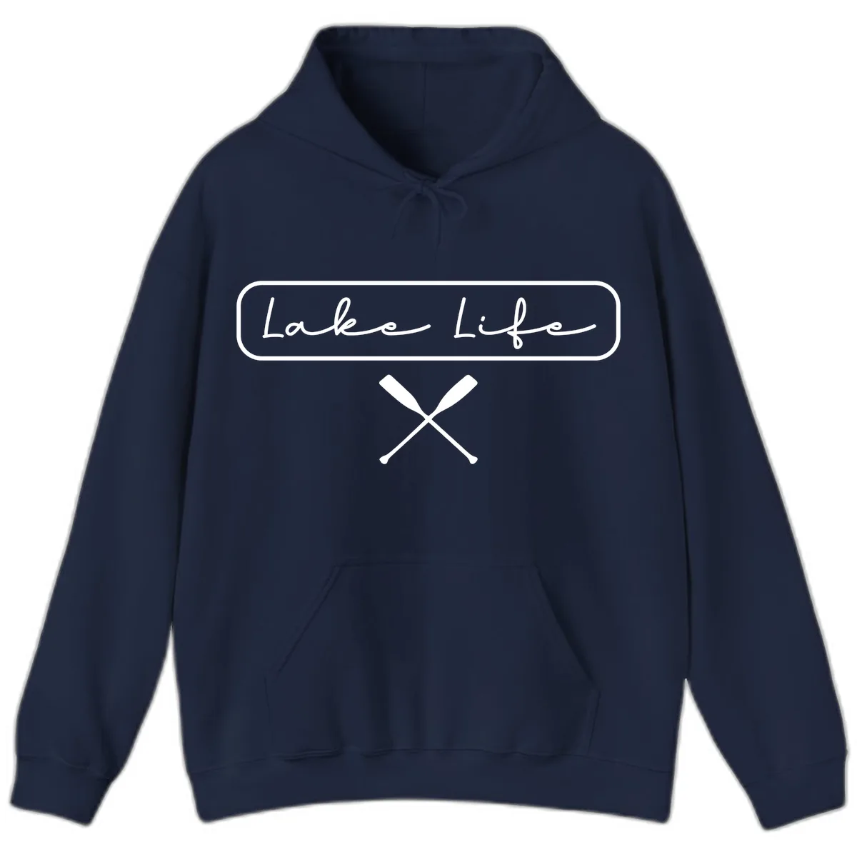 Lake Life Oar Design Hoodie in Navy