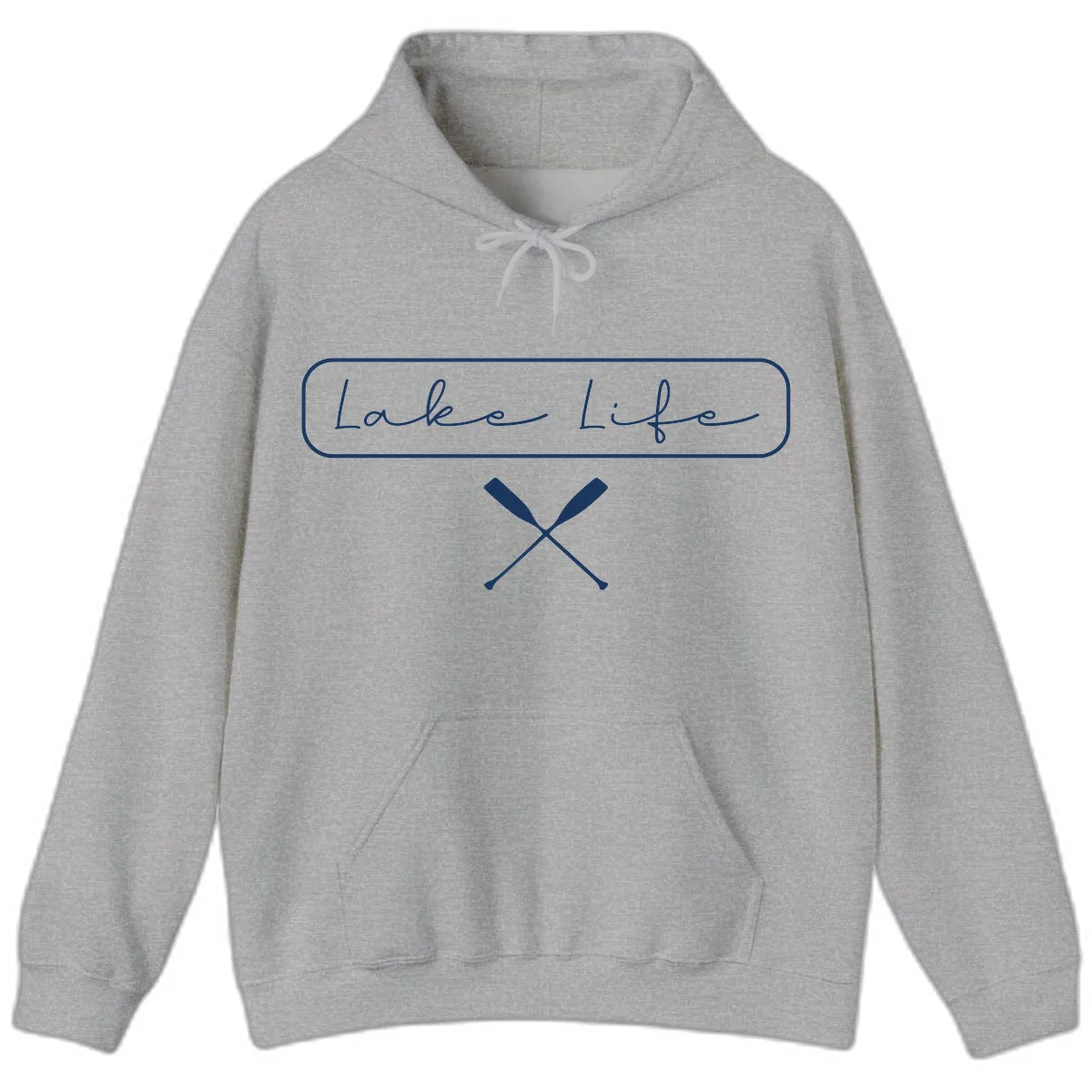 Lake Life Oar Design Hoodie in Sport Grey