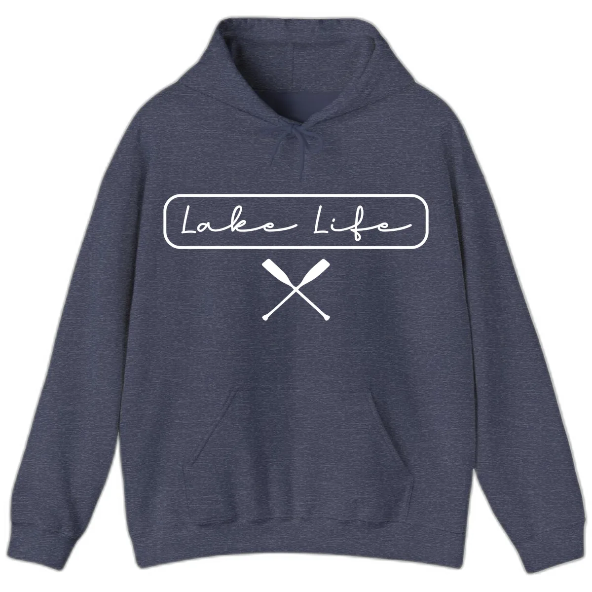 Lake Life Oar Design Hoodie in Heather Sport Dark Navy