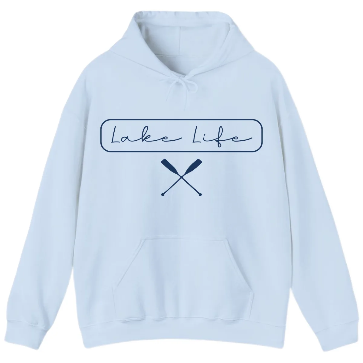 Lake Life Oar Design Hoodie in Light Blue