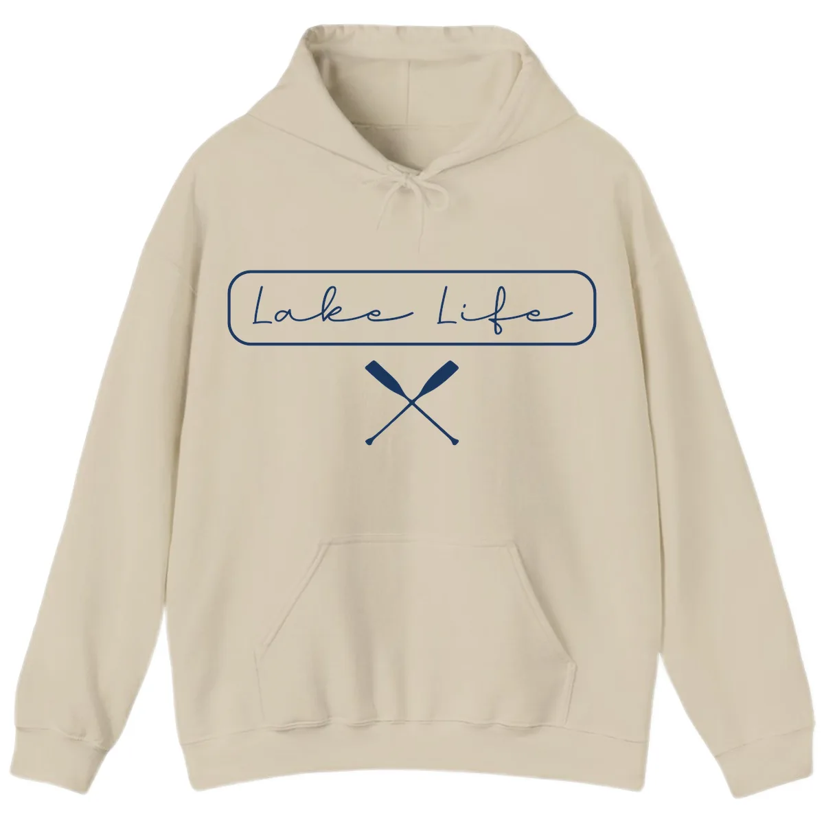 Lake Life Oar Design Hoodie in Sand