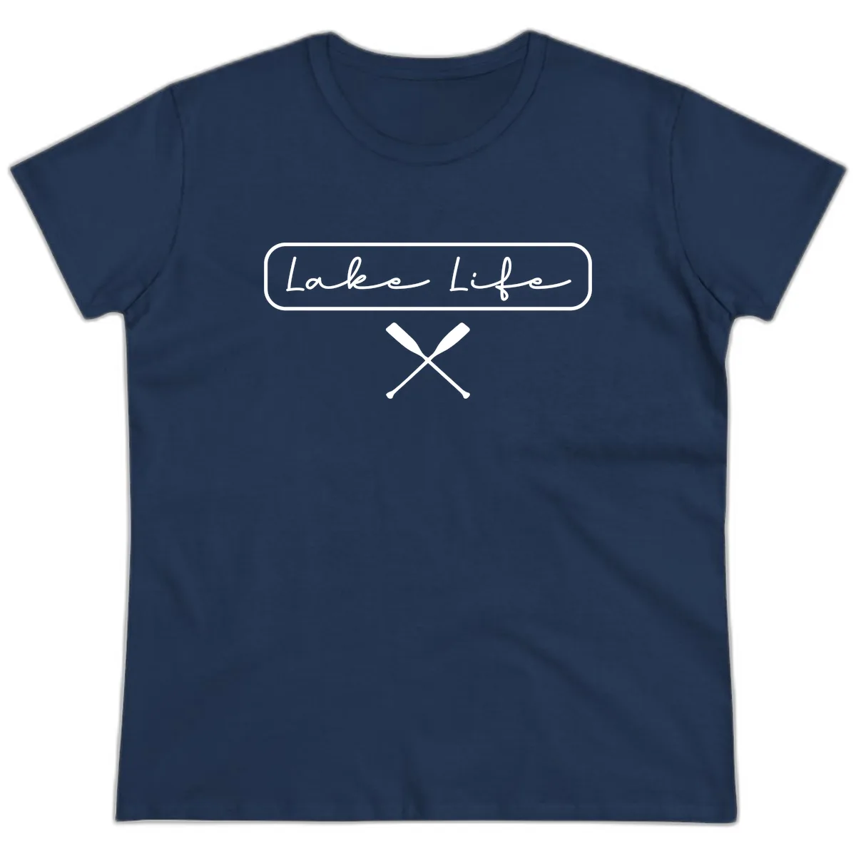 Lake Life Oar Design Ladies Tee in Navy