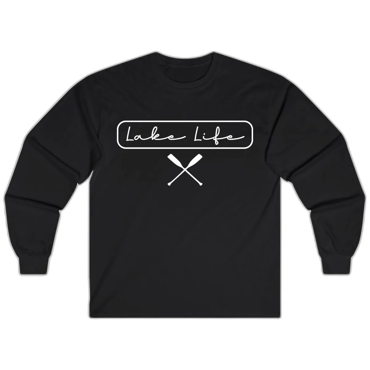 Lake Life Oar Design Long Sleeve in Black