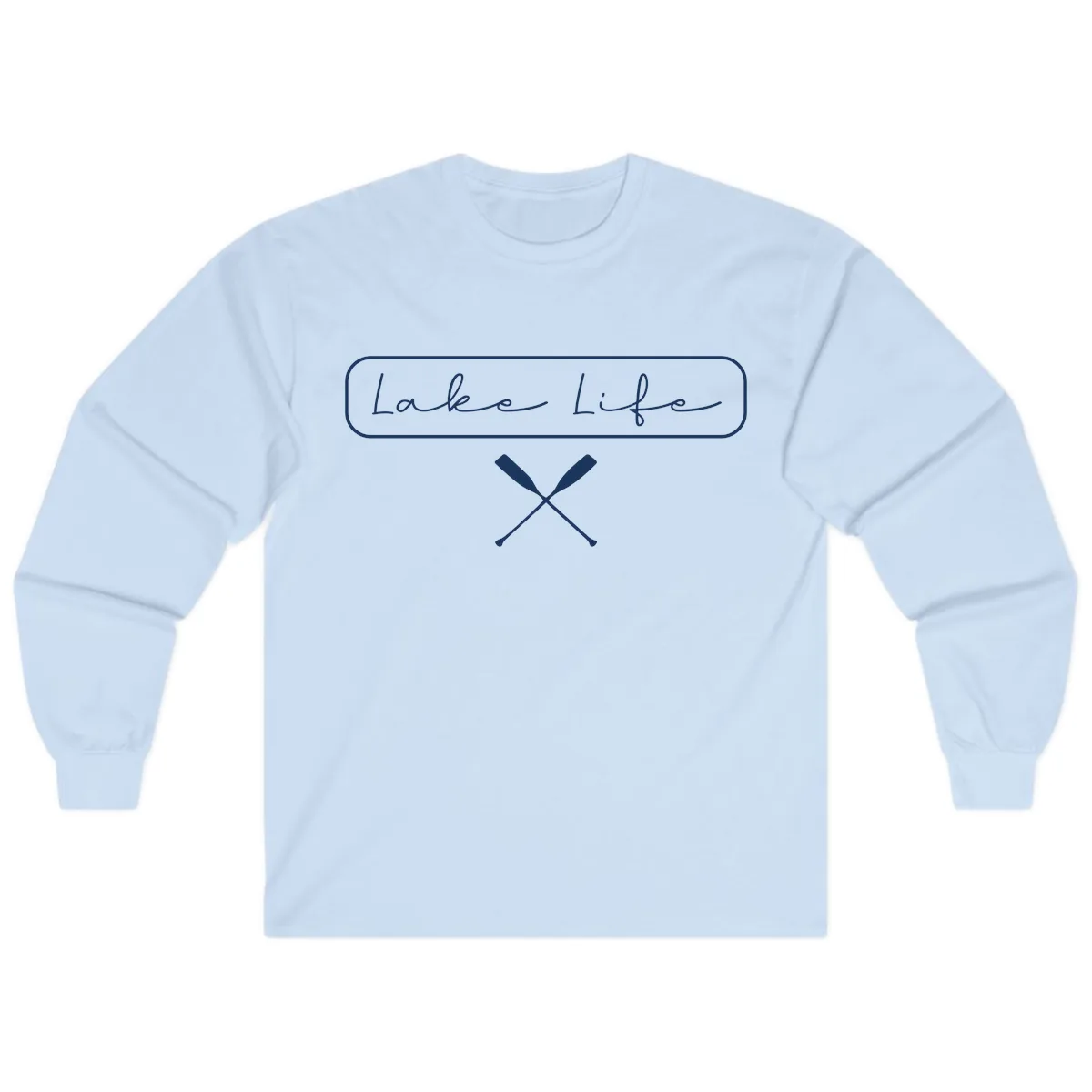 Lake Life Oar Design Long Sleeve in Light Blue