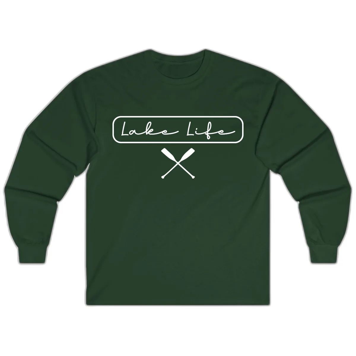 Lake Life Oar Design Long Sleeve in Forest Green