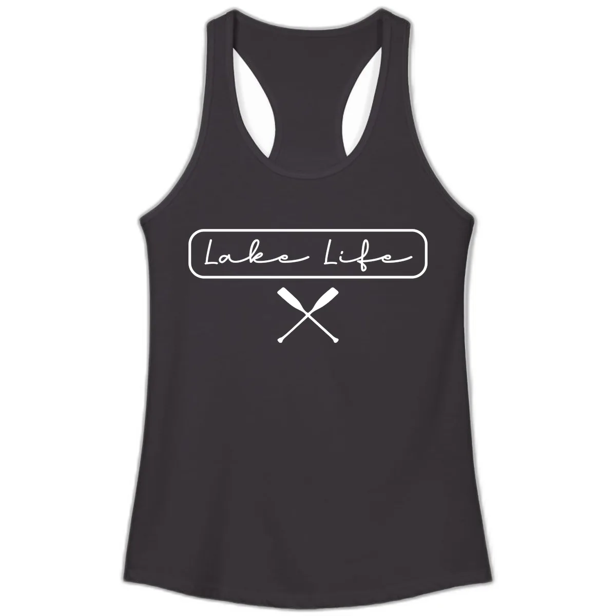 Lake Life Oar Design Ladies Tank in Black