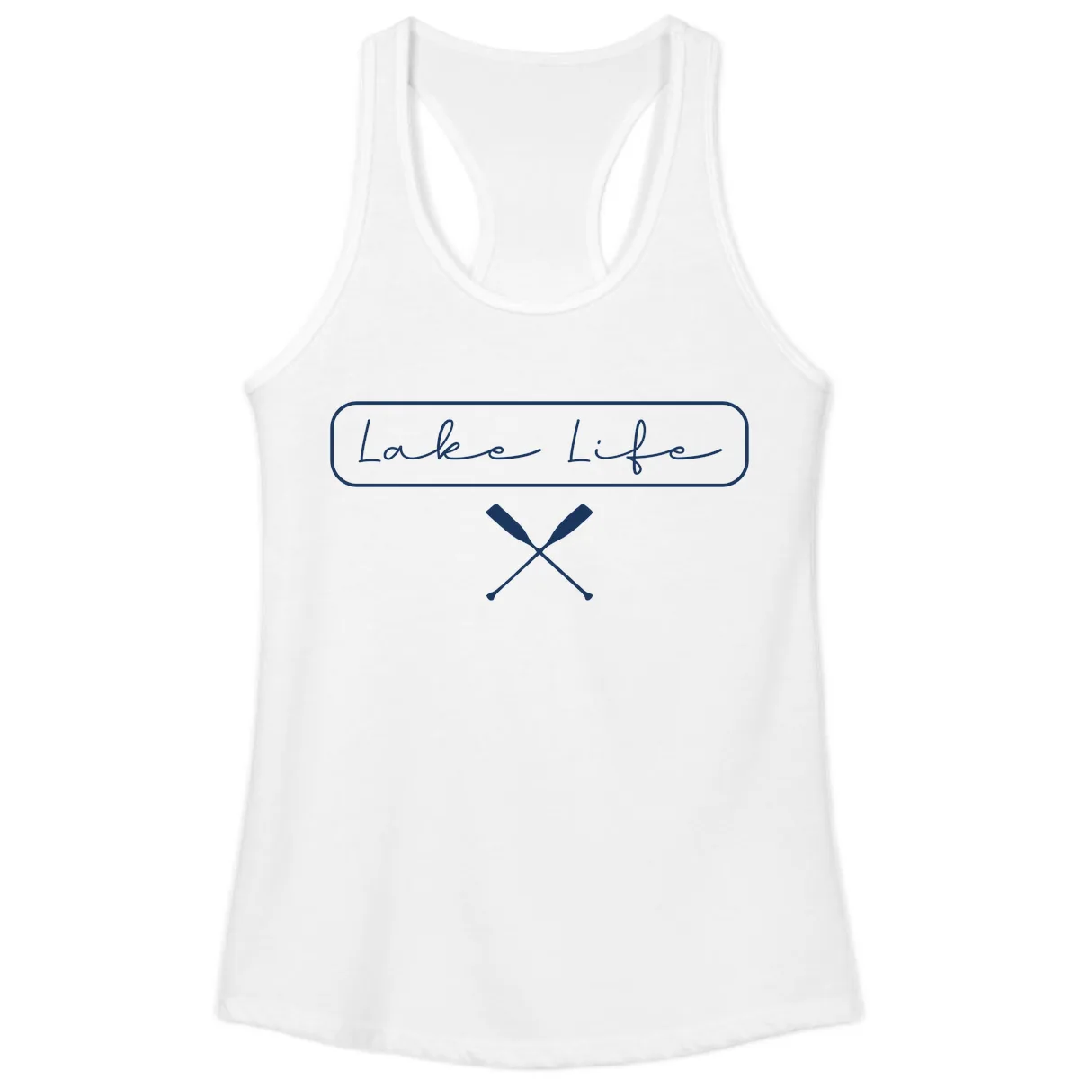 Lake Life Oar Design Ladies Tank in White