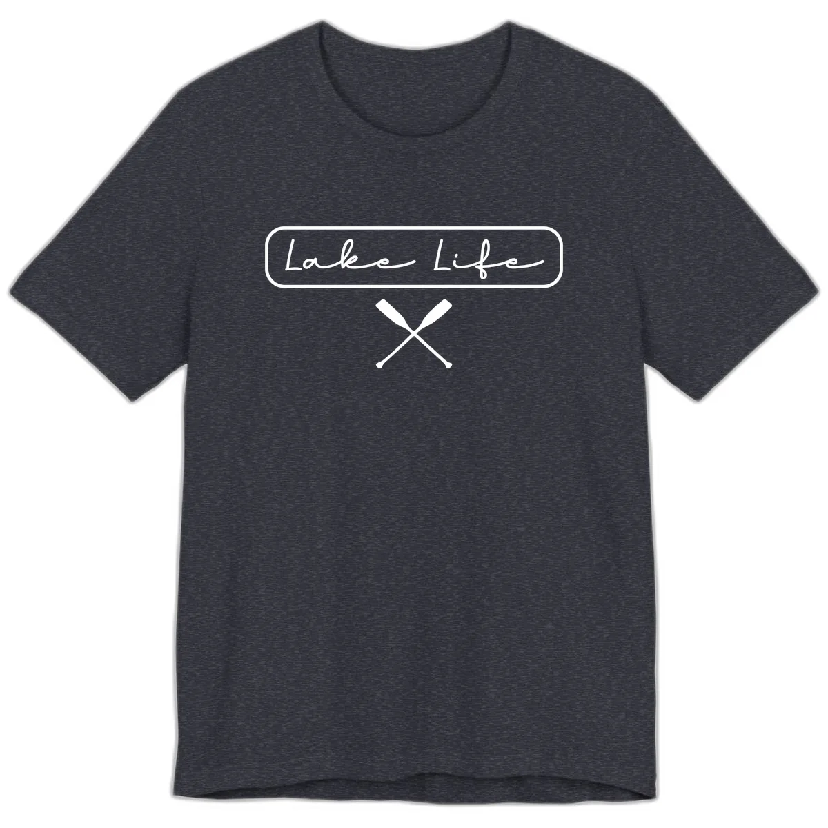 Lake Life Oar Design Premium T-Shirt in Heather Navy
