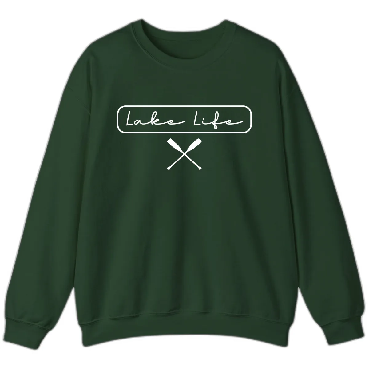 Lake Life Oar Design Sweatshirt in Forest Green