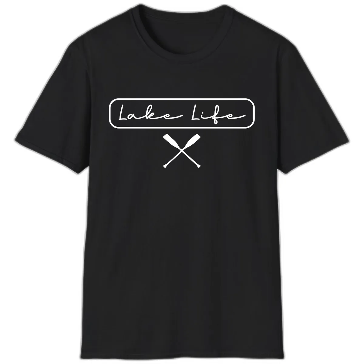 Lake Life Oar Design T-Shirt in Black