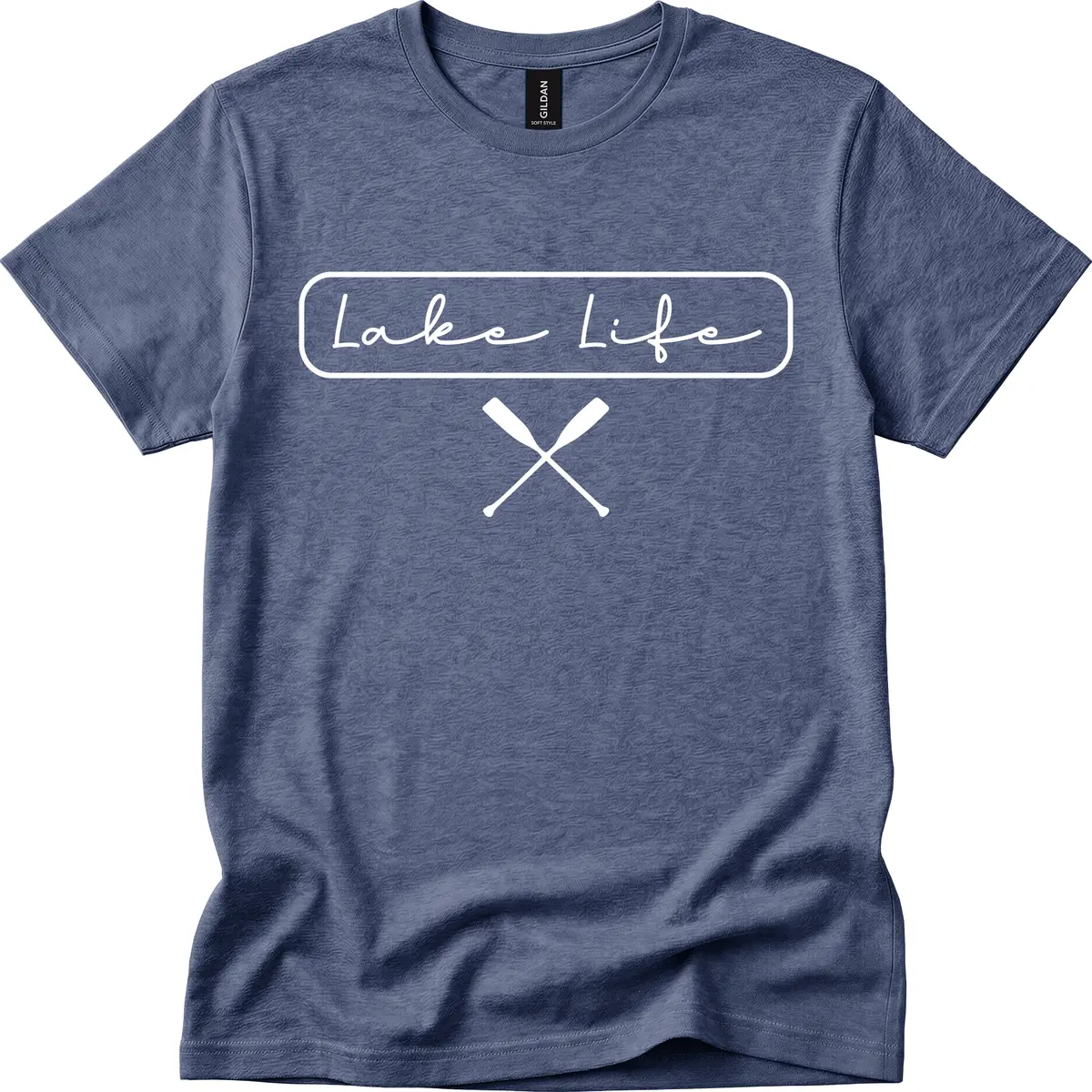 Lake Life Oar Design T-Shirt in Heather Navy