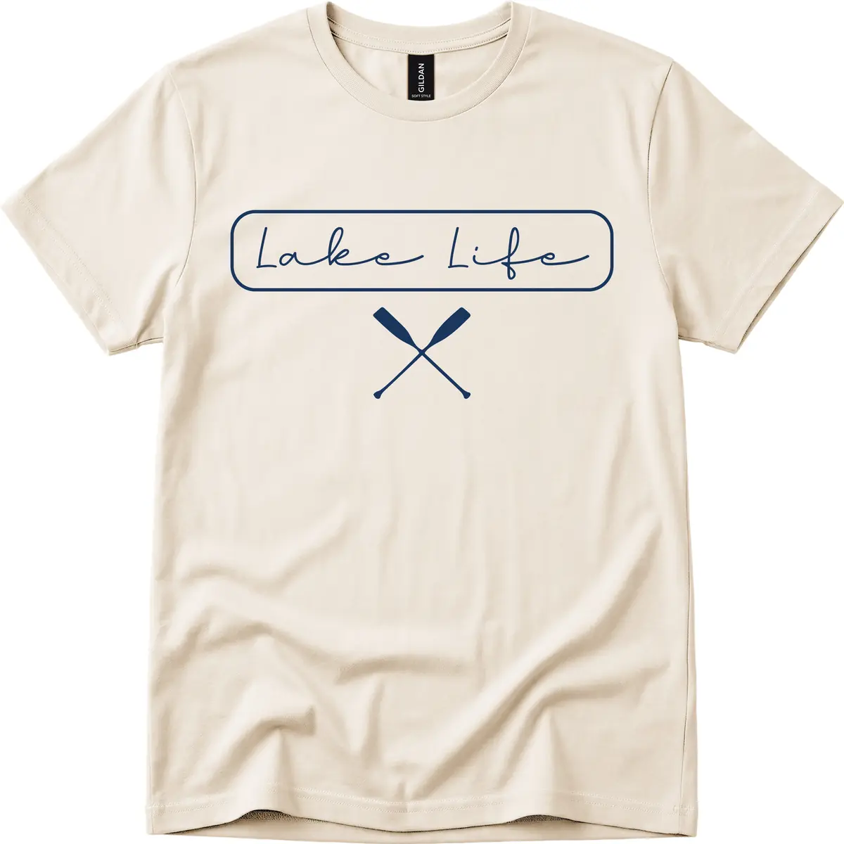 Lake Life Oar Design T-Shirt in Natural