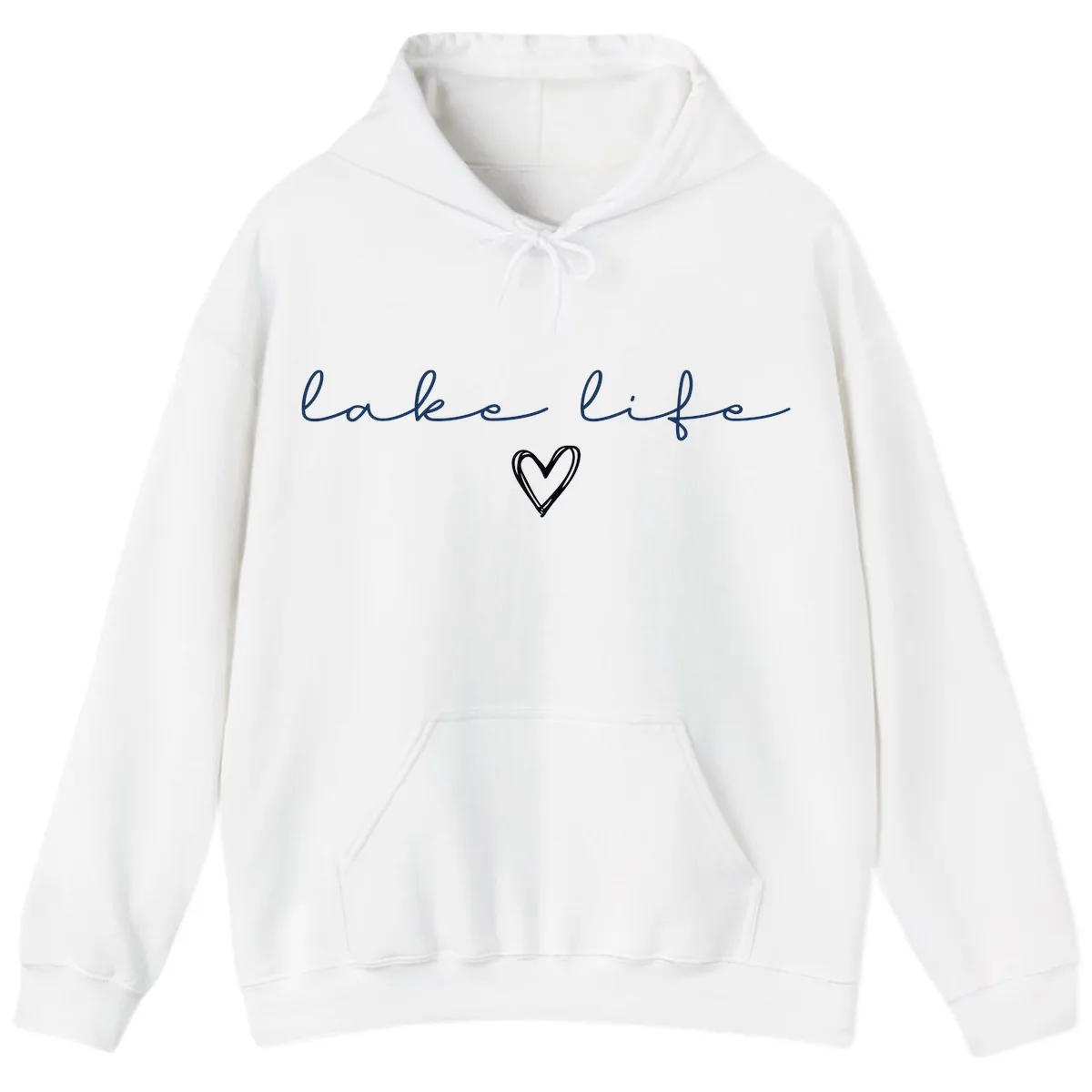 Lake Life Heart Design Hoodie in White