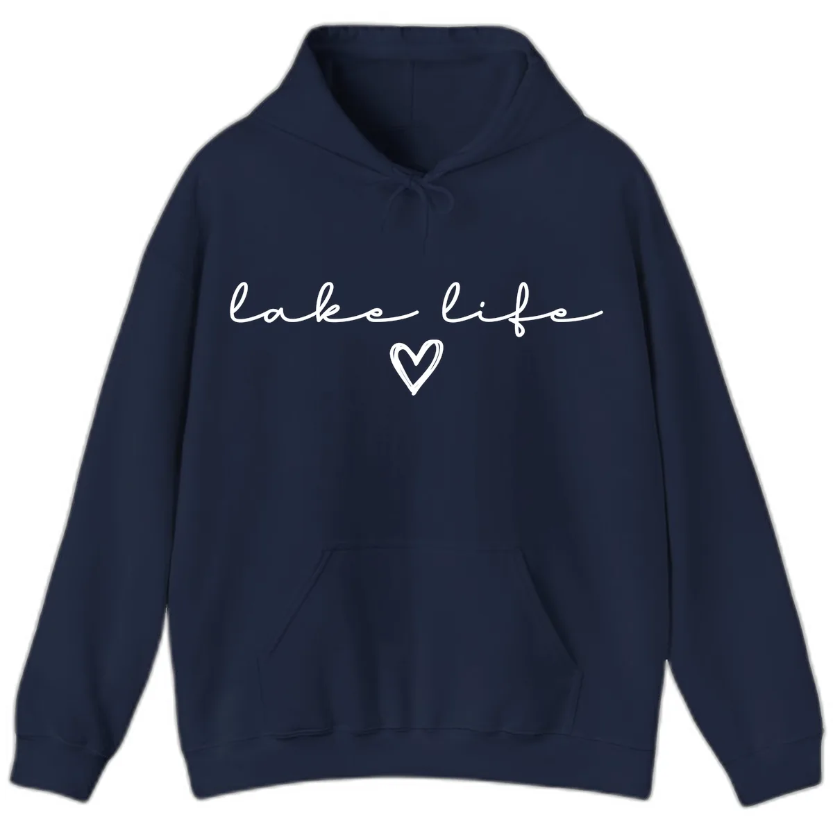 Lake Life Heart Design Hoodie in Navy
