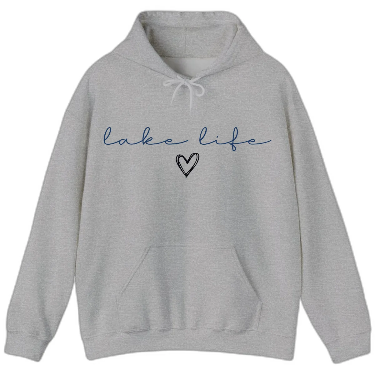 Lake Life Heart Design Hoodie in Sport Grey