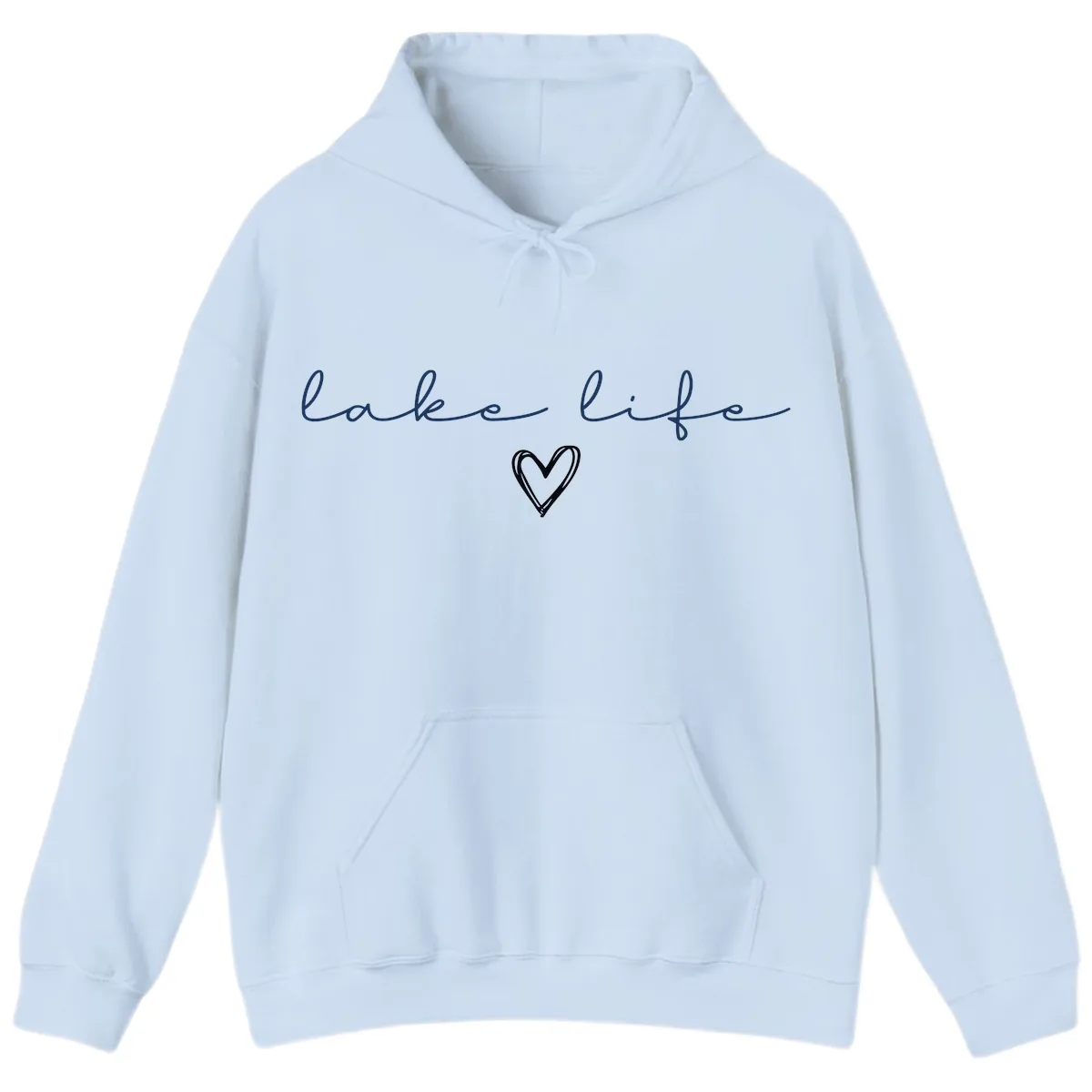 Lake Life Heart Design Hoodie in Light Blue