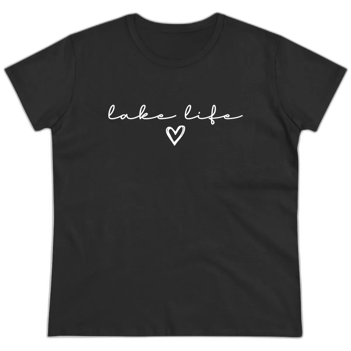 Lake Life Heart Design Ladies Tee in Black