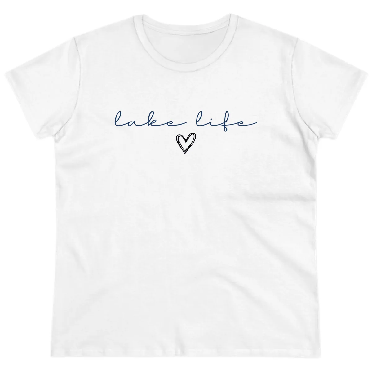 Lake Life Heart Design Ladies Tee in White