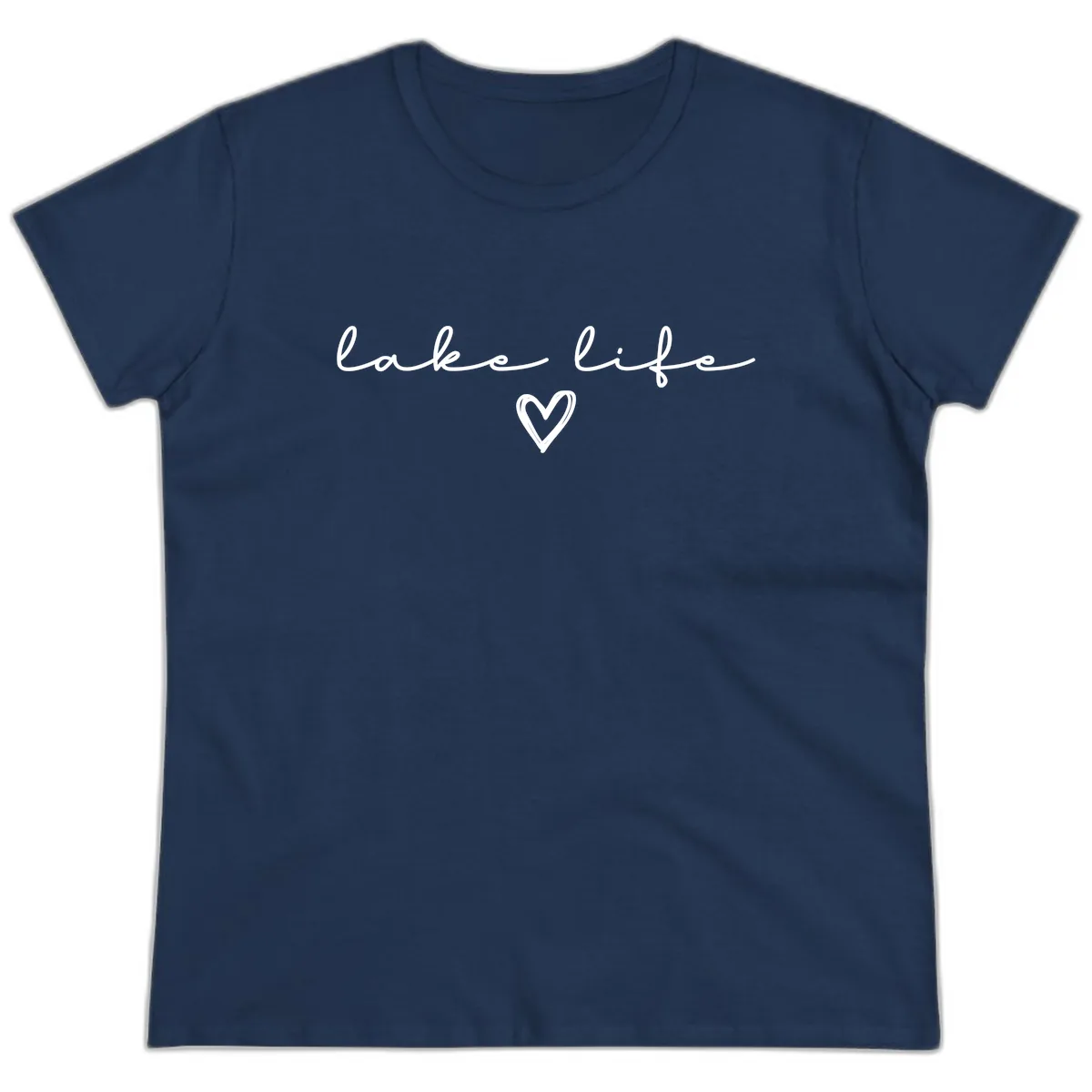 Lake Life Heart Design Ladies Tee in Navy