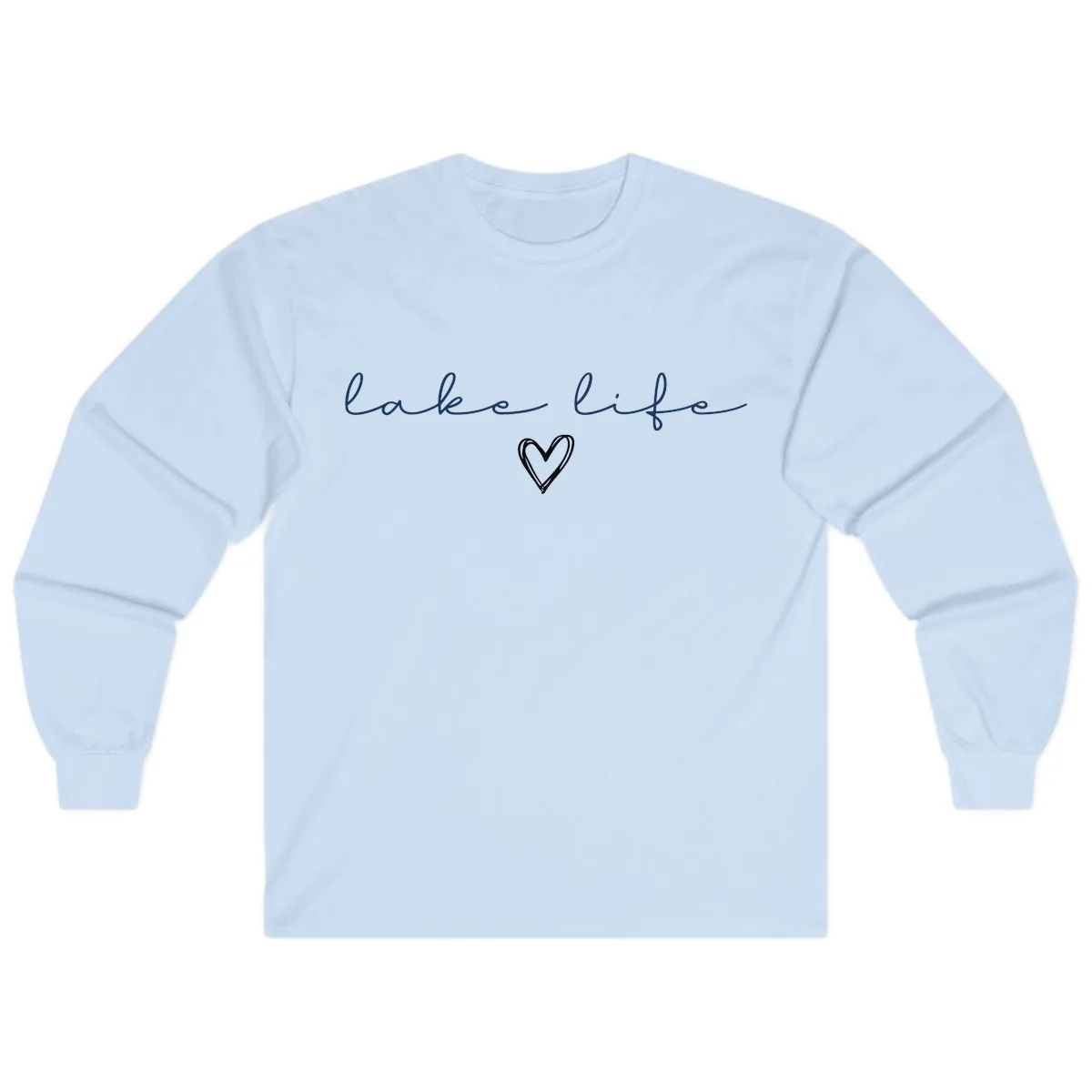 Lake Life Heart Design Long Sleeve in Light Blue