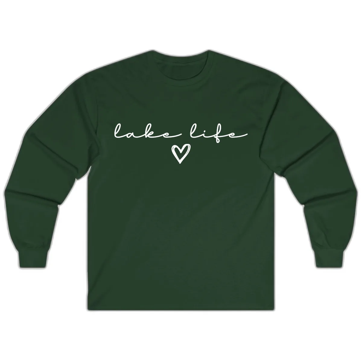 Lake Life Heart Design Long Sleeve in Forest Green