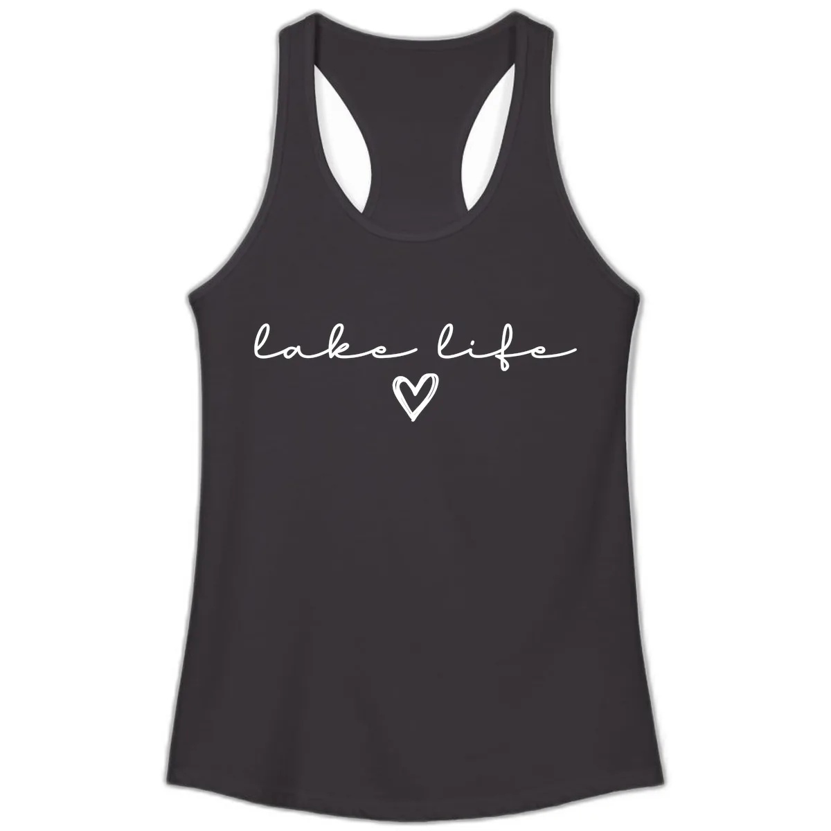 Lake Life Heart Design Ladies Tank in Black