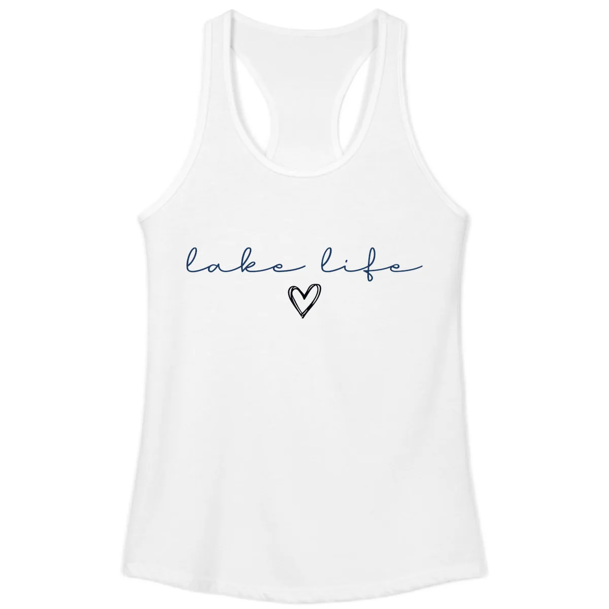 Lake Life Heart Design Ladies Tank in White