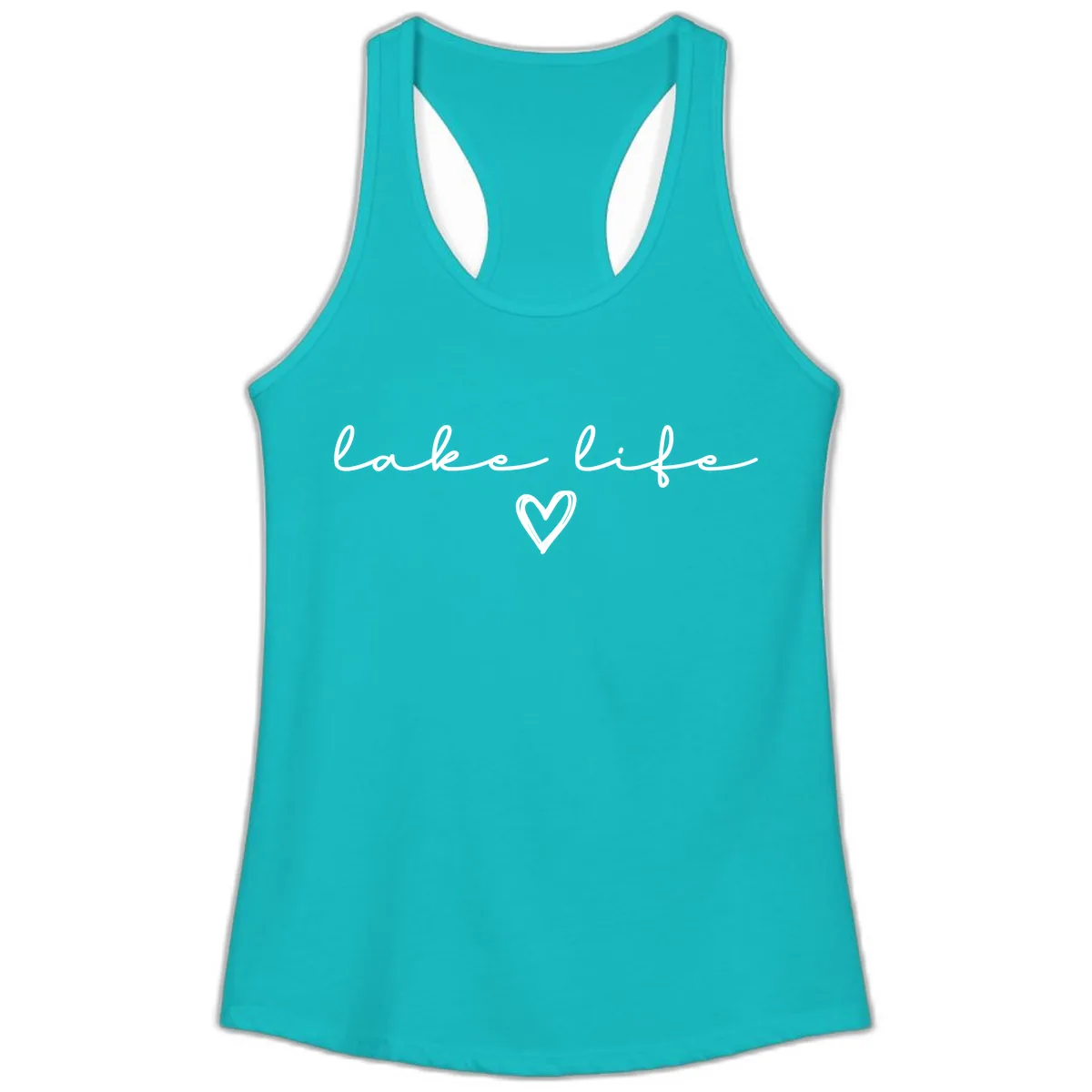Lake Life Heart Design Ladies Tank in Tahiti Blue