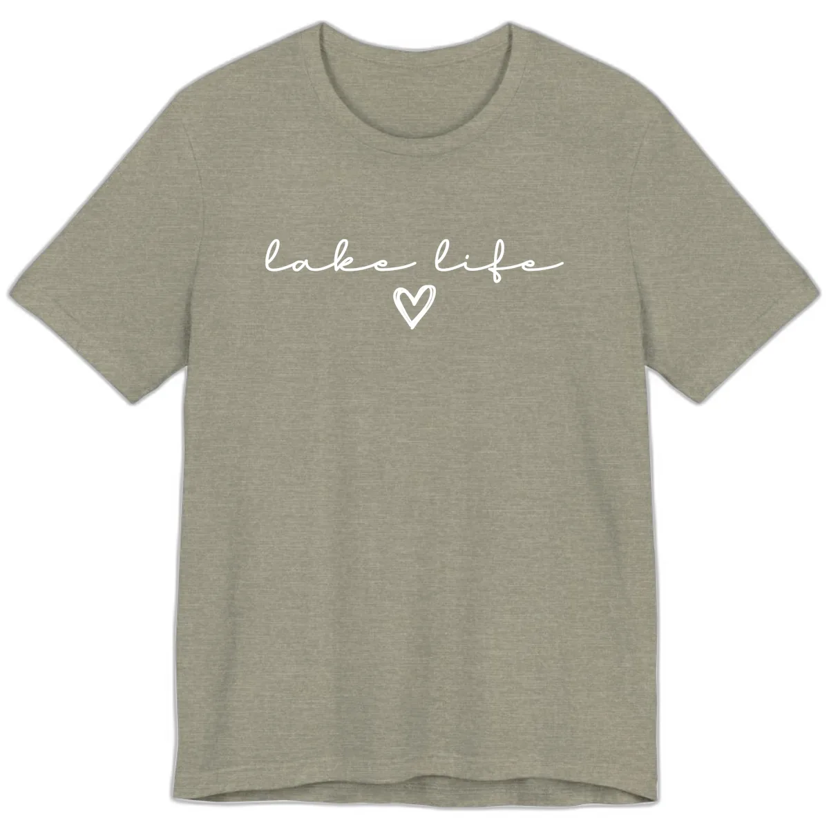 Lake Life Heart Design Premium T-Shirt in Heather Stone