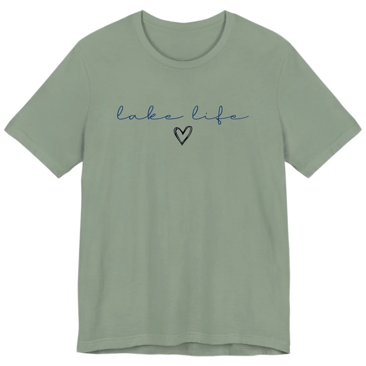 Lake Life Heart Design Premium T-Shirt in Sage