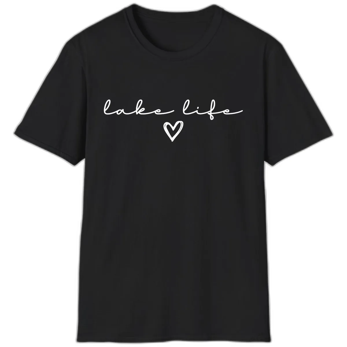 Lake Life Heart Design T-Shirt in Black