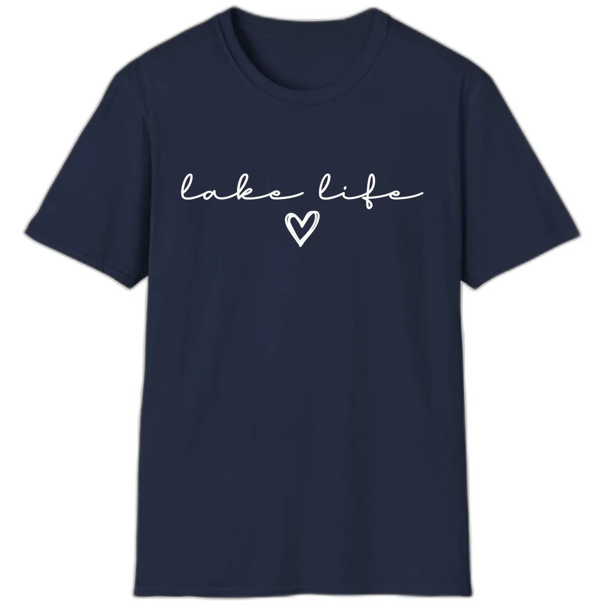 Lake Life Heart Design T-Shirt in Navy