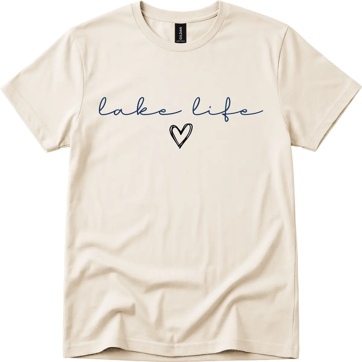 Lake Life Heart Design T-Shirt in Natural
