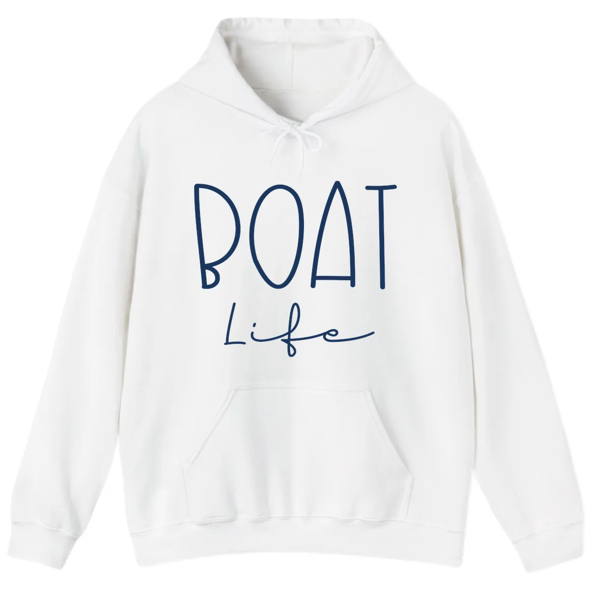 Boat Life Typography Design Hoodie in White