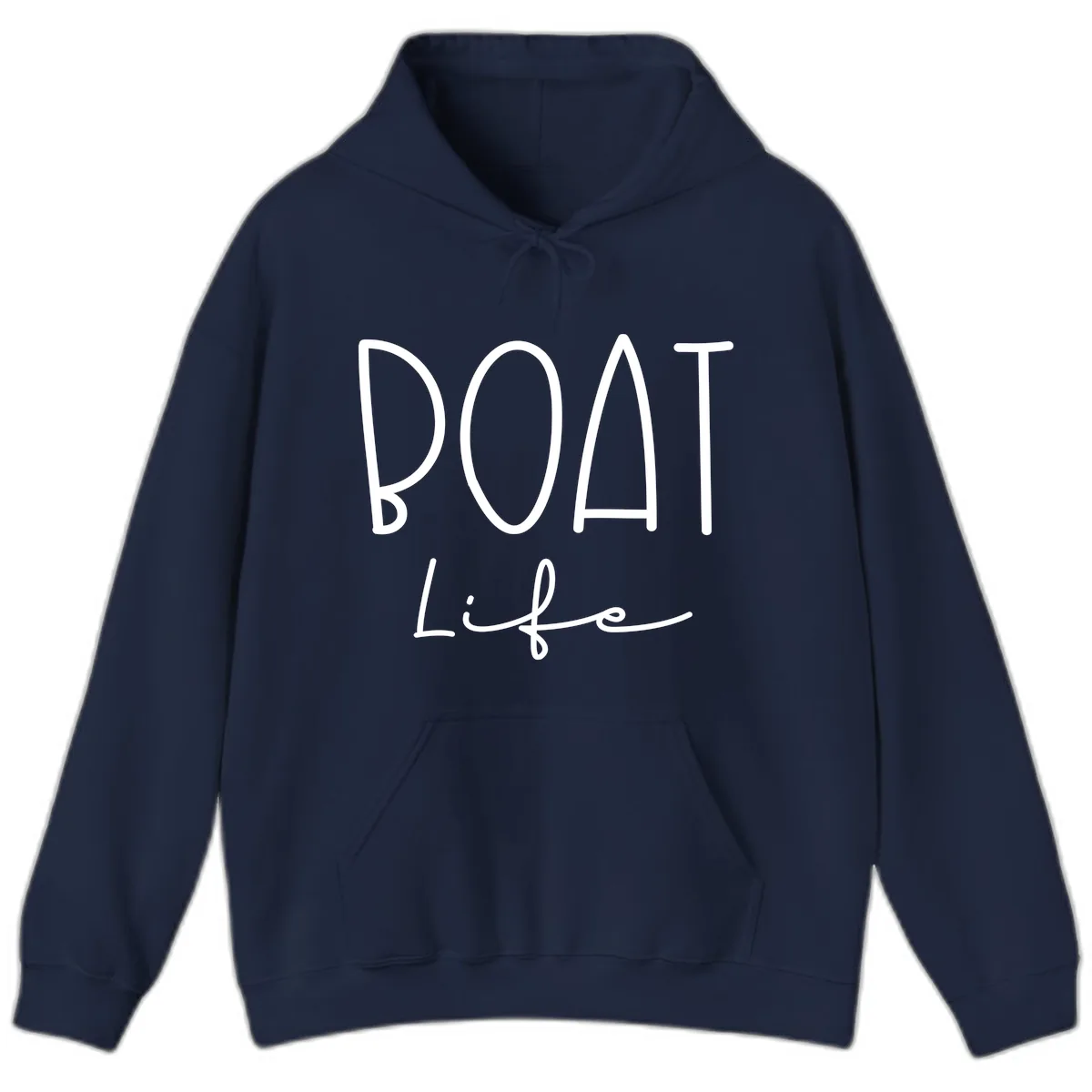 Boat Life Typography Design Hoodie in Navy
