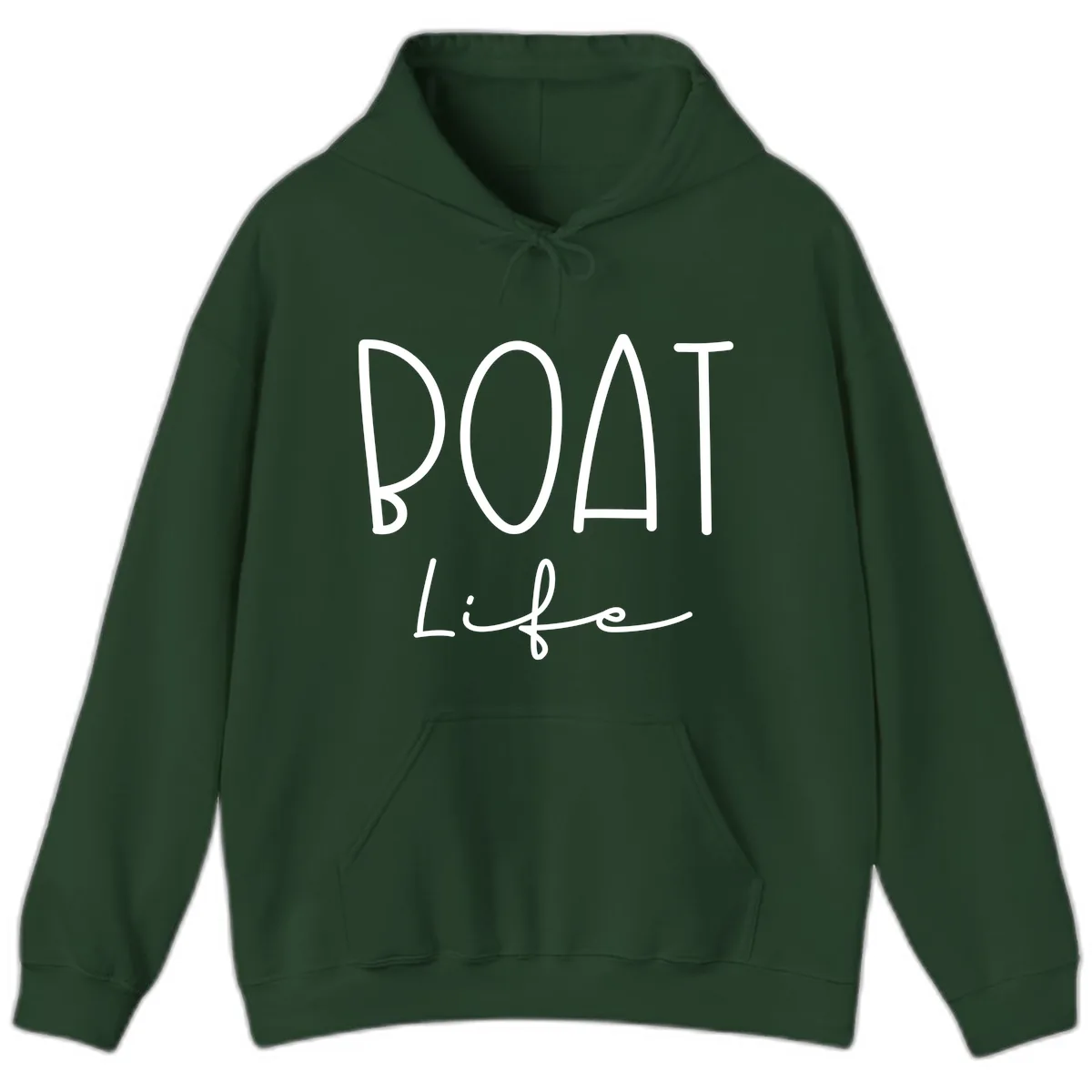 Boat Life Typography Design Hoodie in Forest Green