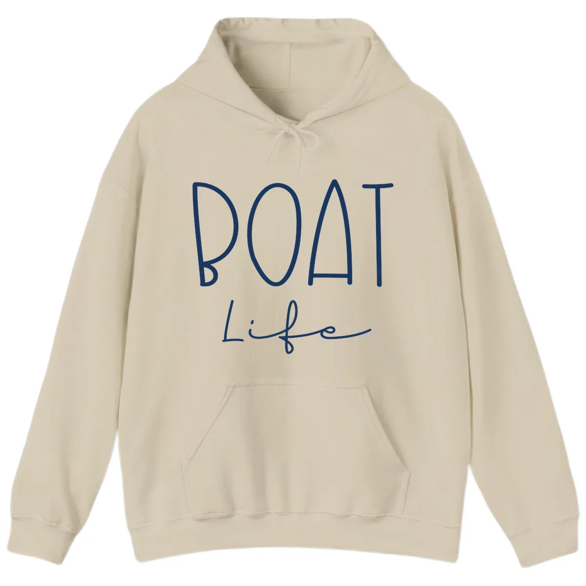 Boat Life Typography Design Hoodie in Sand