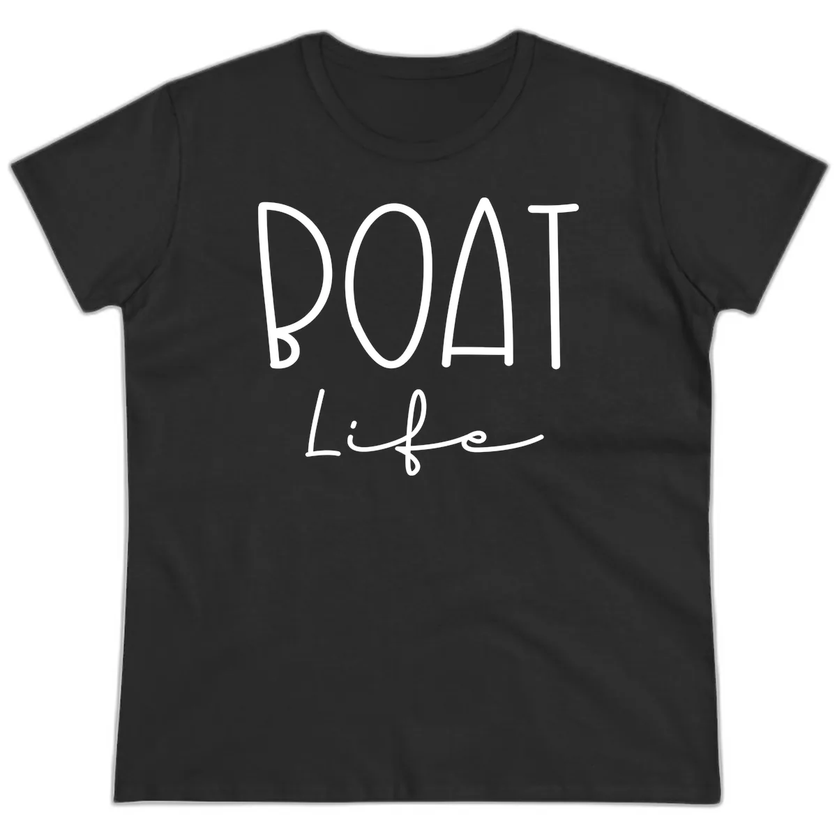 Boat Life Typography Design Ladies Tee in Black