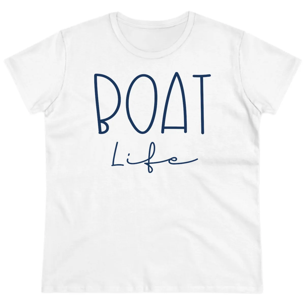 Boat Life Typography Design Ladies Tee in White