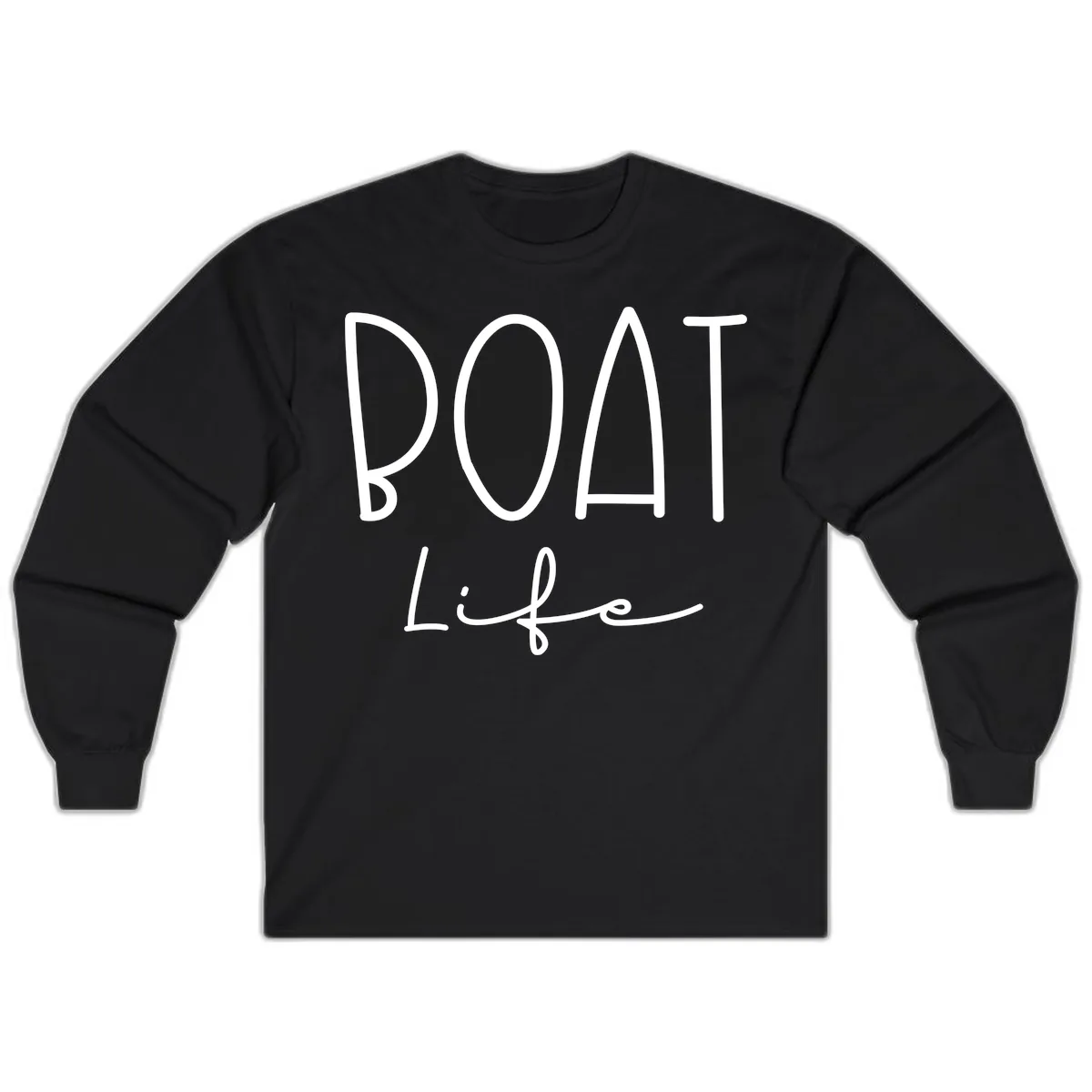 Boat Life Typography Design Long Sleeve in Black