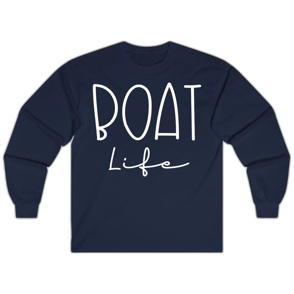 Boat Life Typography Design Long Sleeve in Navy