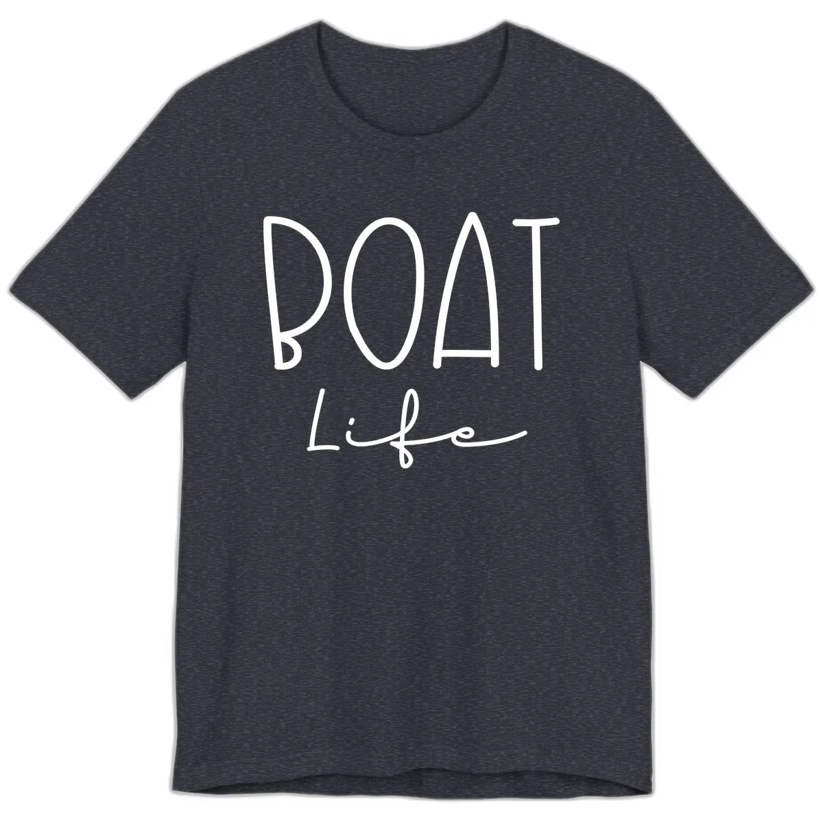 Boat Life Typography Design Premium T-Shirt in Heather Navy