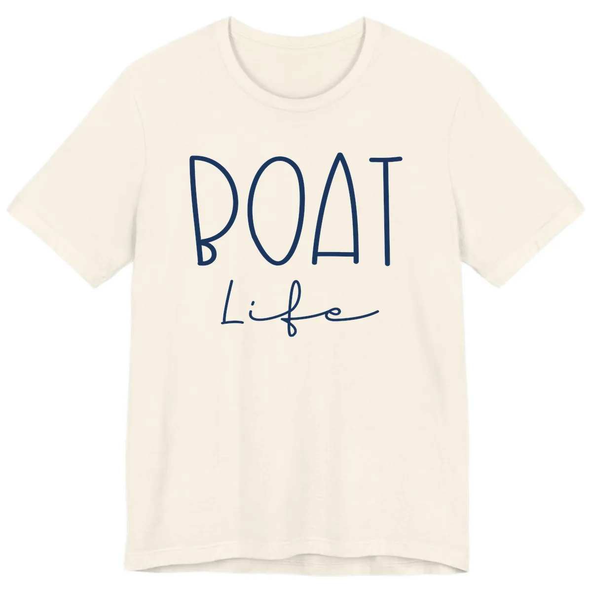 Boat Life Typography Design Premium T-Shirt in Natural