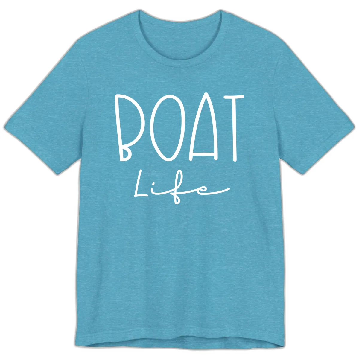 Boat Life Typography Design Premium T-Shirt in Heather Aqua