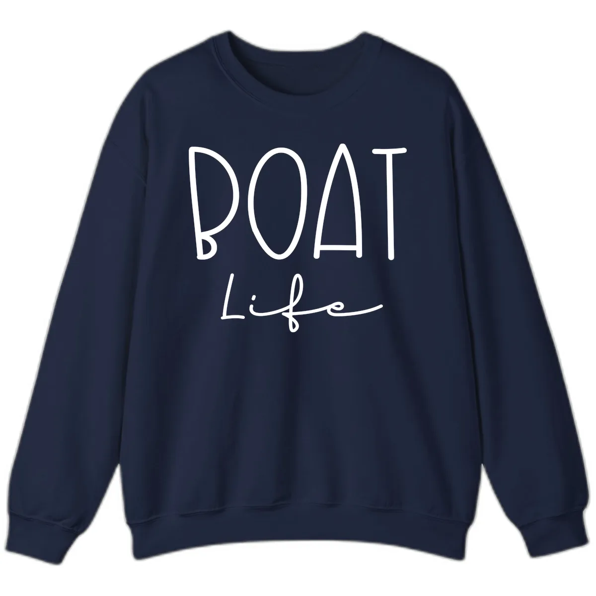 Boat Life Typography Design Sweatshirt in Navy
