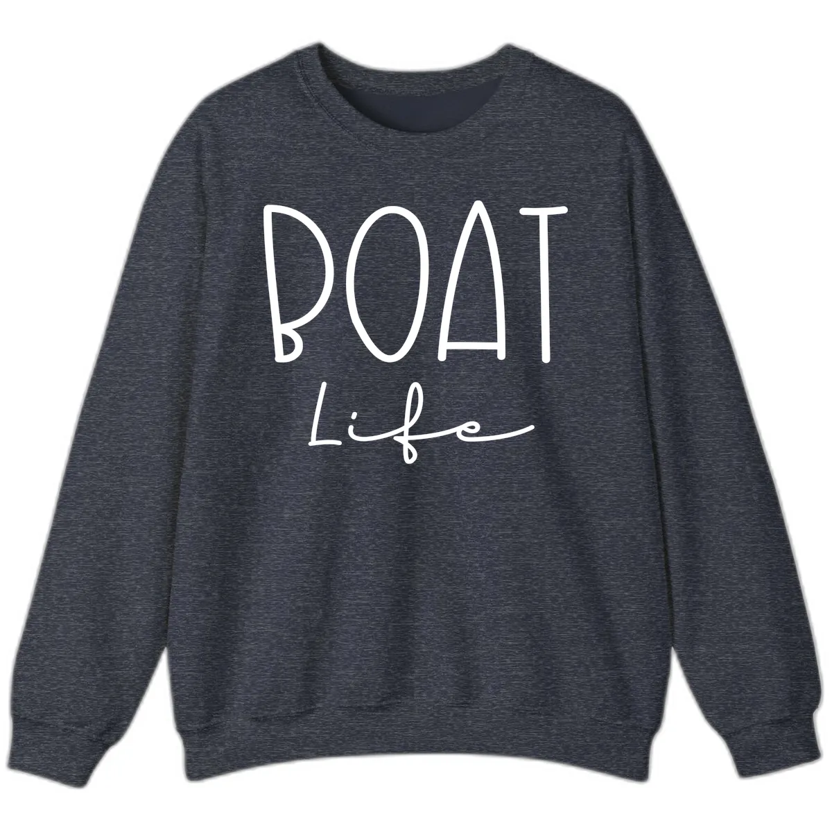 Boat Life Typography Design Sweatshirt in Heather Sport Dark Navy