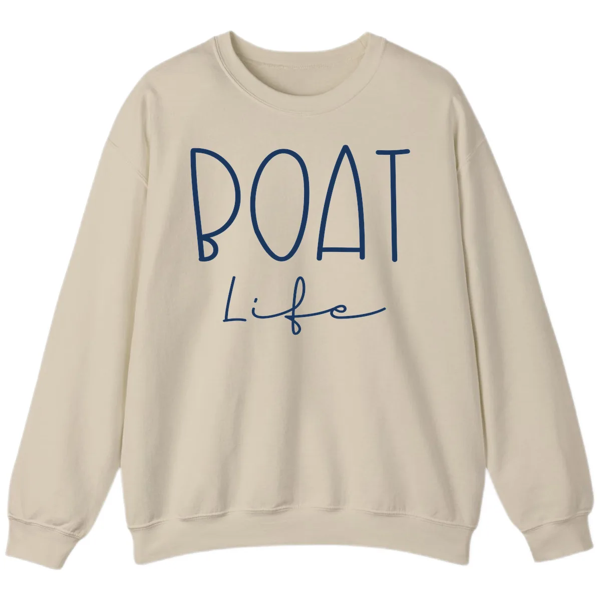 Boat Life Typography Design Sweatshirt in Sand
