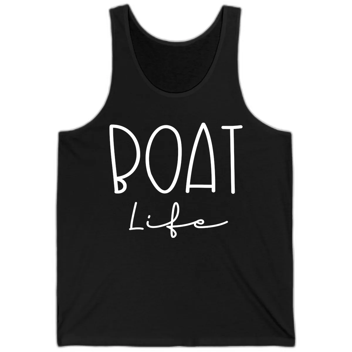 Boat Life Typography Design Tank in Black