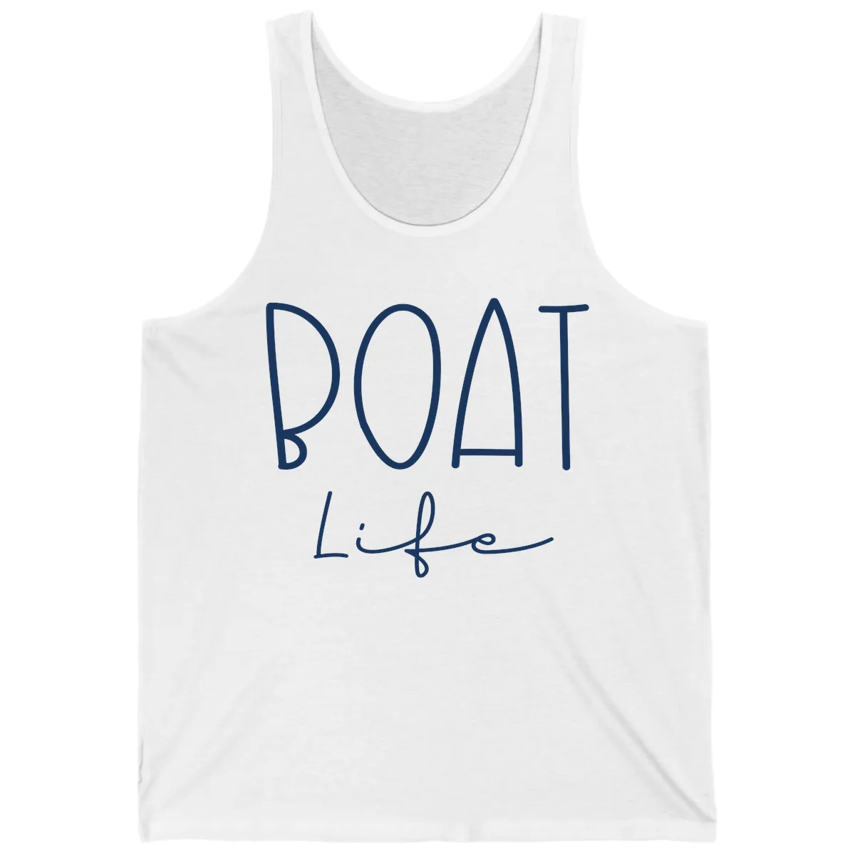 Boat Life Typography Design Tank in White